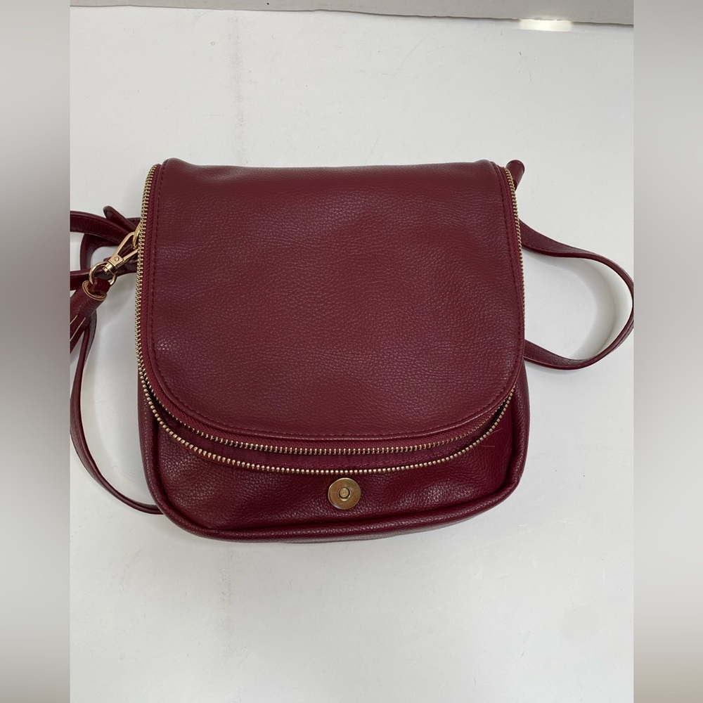 Women's Amanda Blu Purse Leather Flap Crossbody Plum Tassel